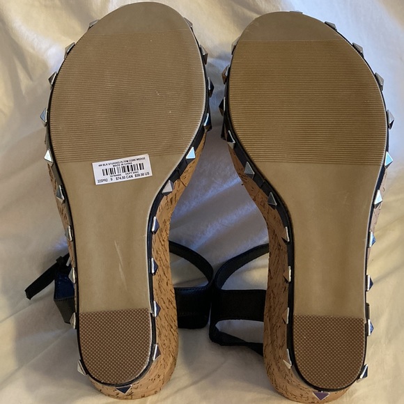 NEW Torrid Black Studded Platform Cork Wedge, 9 (4W) extra wide width - Picture 6 of 8